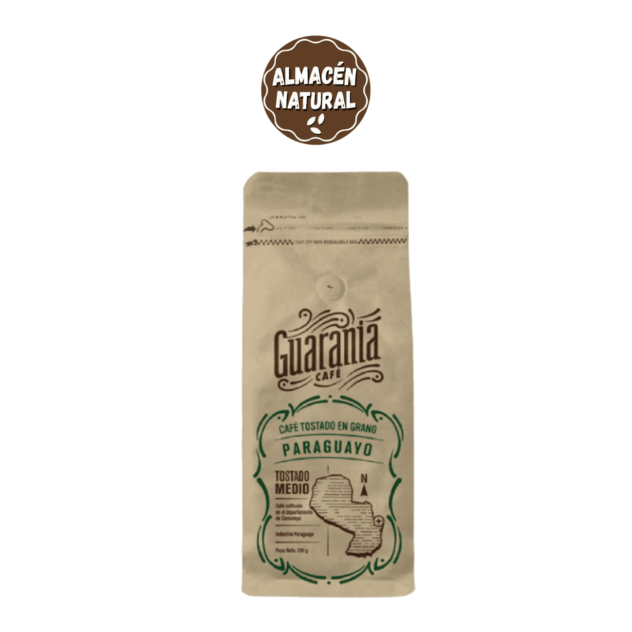 Café en granos Guarania 250 gramos.